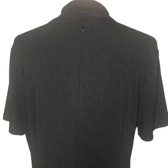 Homeyee Sz 14/3XL Women's Black & Cream Trim Mandarin Collar Short Sleeve Dress - Picture 7 of 7